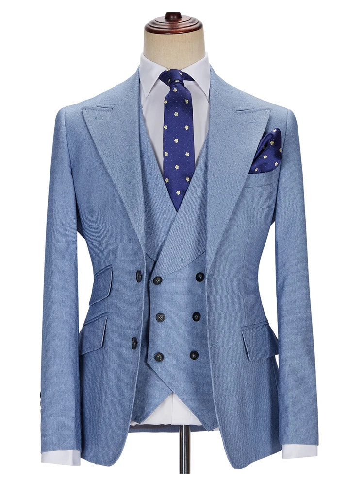 Amazing Royal Blue Peak Lapel Men's Formal Suit main image 0